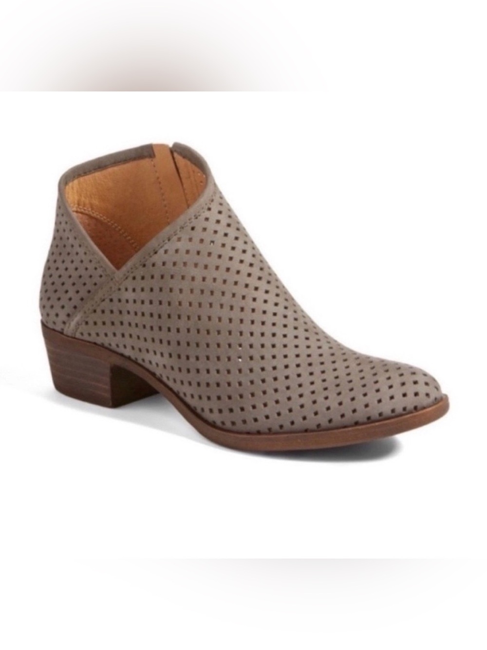 Lucky Brand Breeza Ankle Bootie Size 10 Suede Tan Cream